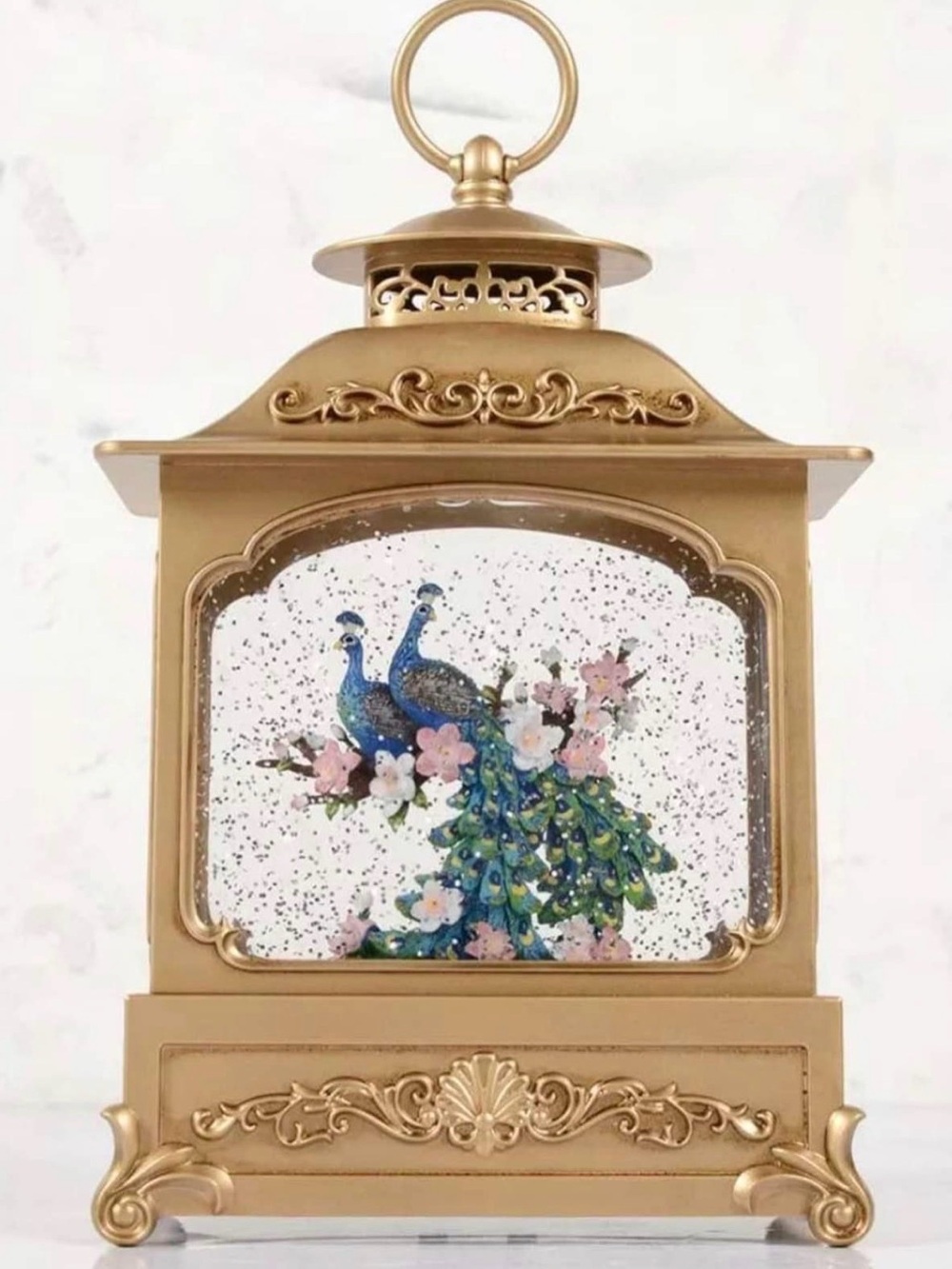 Cracker Barrel  Peacock Light Up Glitter Globe